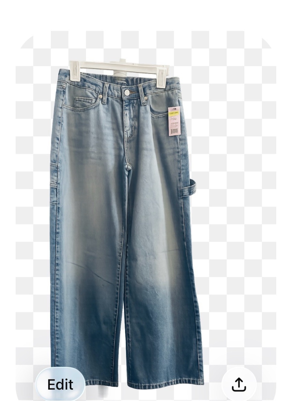 Men's Washed Blue Wide-Leg Jeans